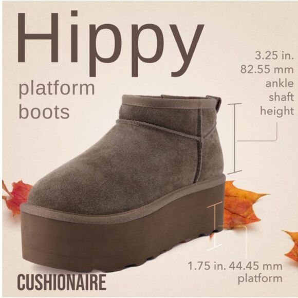 CushionaireβHippy Womenβs Suede Platform Ankle Boots Taupe Size 8.5 New - Picture 9 of 12